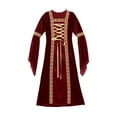 thumbnail image 6 of Aislor Kids Girls Vintage Renaissance Medieval Costume Velvet Princess Maxi Dress 4-16 Burgundy 10, 6 of 7