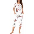 thumbnail image 4 of Women's Pajama Sets 2 Piece Summer Sleepwear Ladies Pjs Short Sleeve Capri Pant With Pockets, 4 of 8
