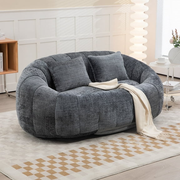 Villeston High-Back Bean Bag Sofa for Adults and Children, Indoor/Outdoor, Soft Casual,Gray