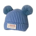 thumbnail image 3 of Beanie Hats Winter Hat for Unisex, Girls Knitted Beanie with Double Pom Pom Warm Fleece Lined, Girls Boys Knit Beanies Cap 1-6 Years under $10, 3 of 3