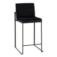 thumbnail image 2 of Fuji Contemporary High Back Counter Stool In Black Steel And Black Velvet - Set Of 2, 2 of 7