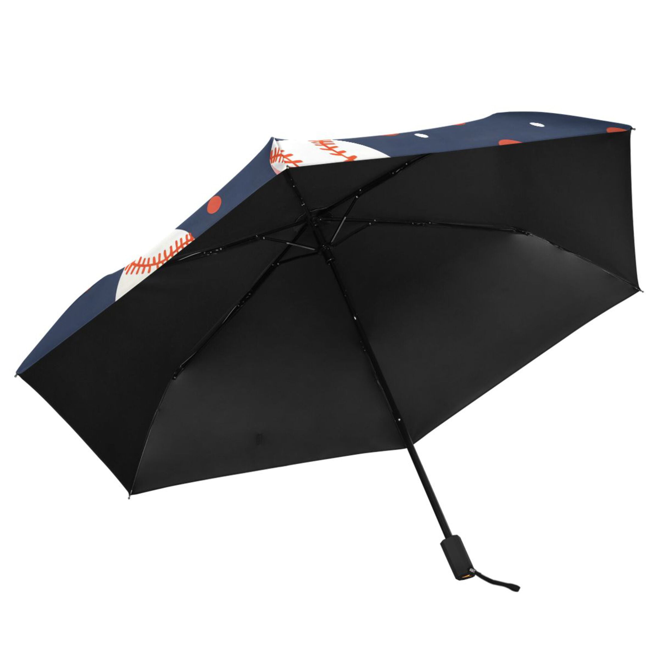 ALAZA Baseball and Dots UPF 50+ Compact Folding Umbrella for Rain Travel Umbrella Packable