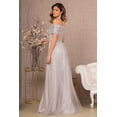 thumbnail image 3 of Women's Elizabeth K Embroidered Off Shoulder Glitter Gown Gl2942 Champagne Goldish Beige Size L, 3 of 5