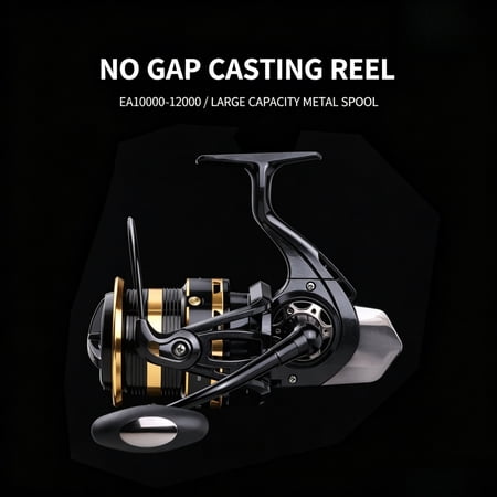 Riwcyla Long Cast Spinning Fishing Reel 10KG Max Drag Large Sloped Metal Spool Zero Backlash One-Way Bearing for Saltwater Surf Fishing