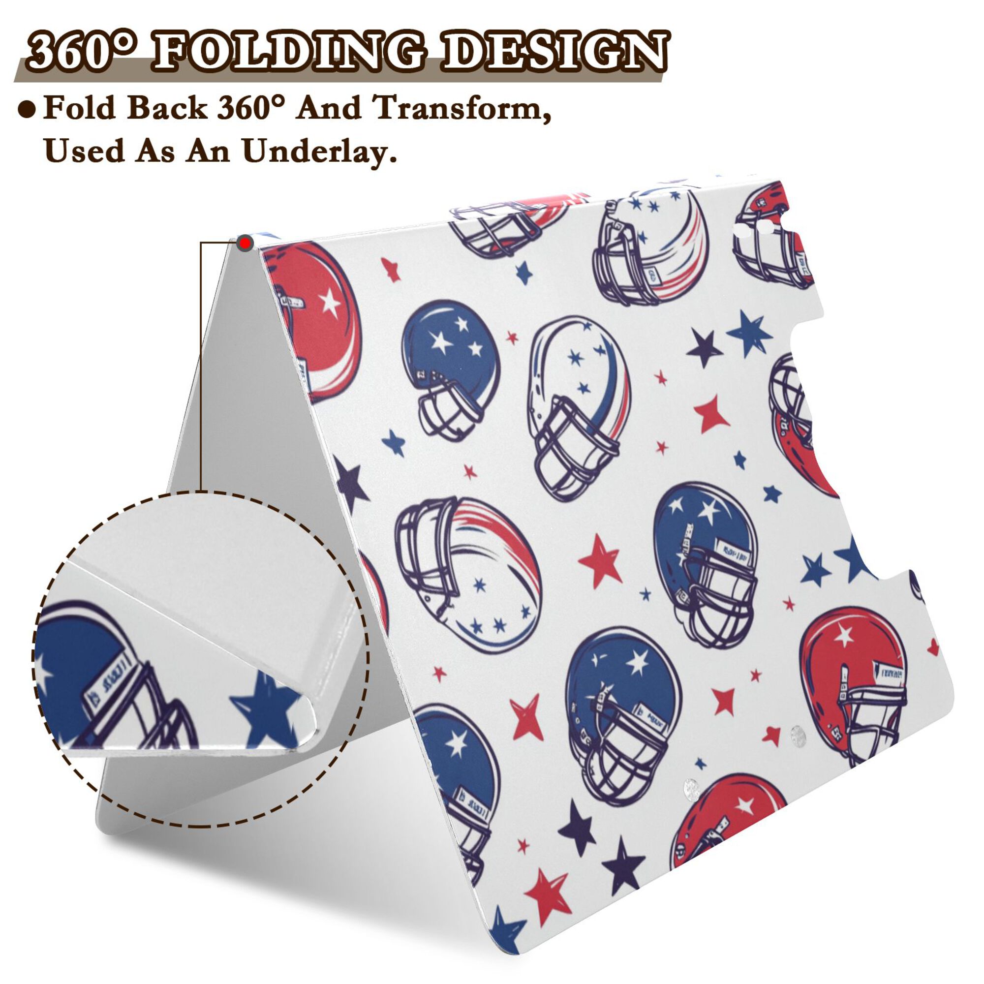 FORMRS A4 Clipboard Folder with Pen Holder Horizontal Foldable School Office Binder, Cartoon American Football Helmets