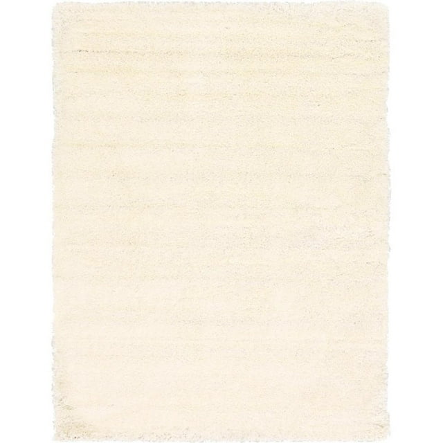 Unique Loom Solid Shag Modern Plush Area Rug 10' x 13' Rectangle Snow White