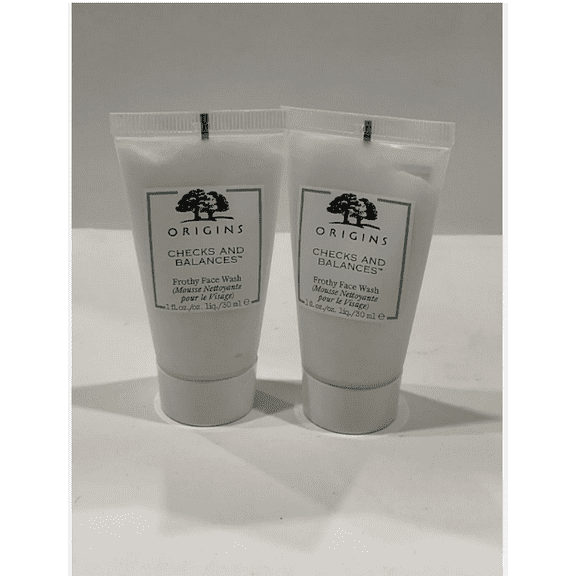2 X ORIGINS CHECKS AND BALANCES FROTHY FACE WASH 1.0 Oz / 30 ml TRAVEL SIZE