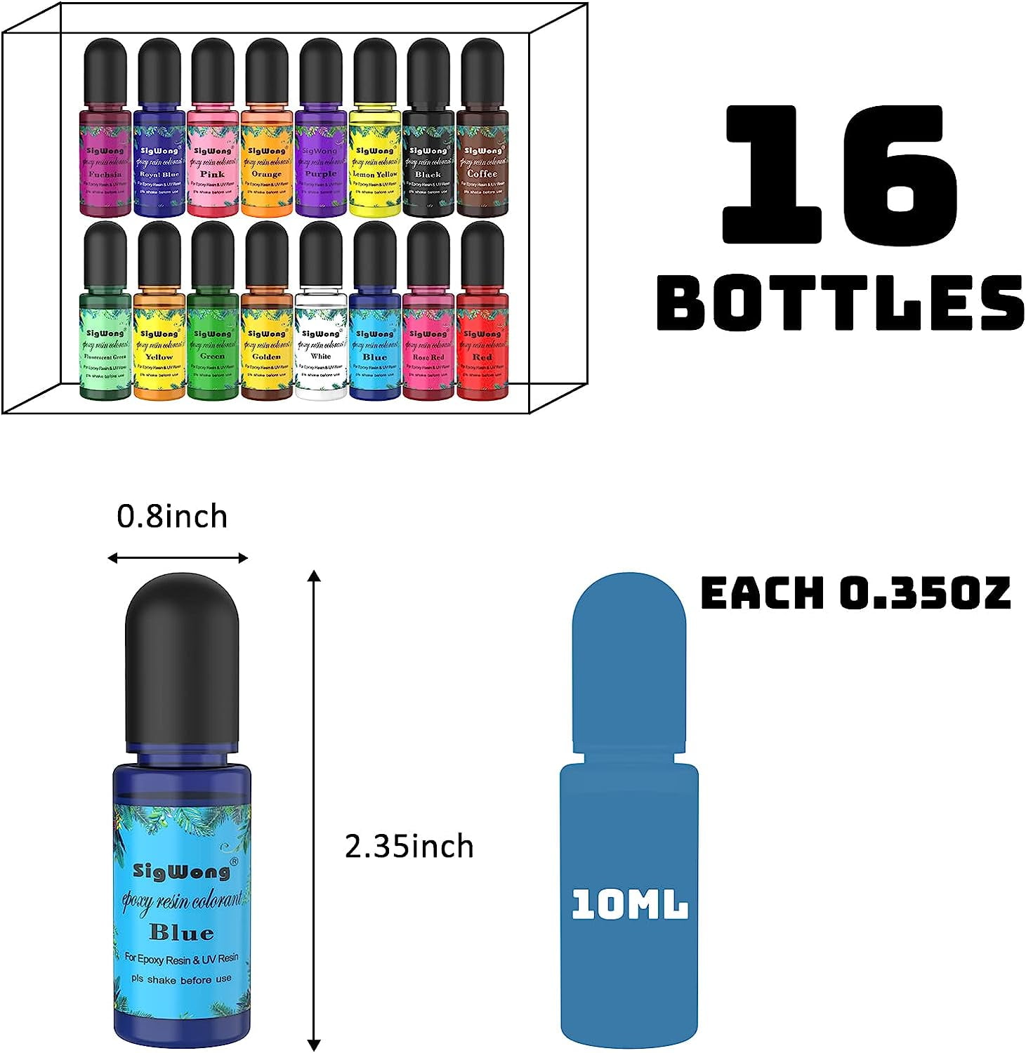 Kitcheniva 20 Pcs Color Epoxy UV Resin Pigment Liquid Colorant DIY