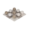 thumbnail image 5 of Modern Square Marble Tic Tac Toe Tabletop Game Set for Living Room - Classic Family Play Coffee Table Decor for Home Office Shelf - Decorative Stone Accent for Game Room - 3" Ivory & Tan, 5 of 9