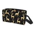thumbnail image 2 of Goofa Christmas Gold Deers Printed Toiletry Bag with Handle,Large Capacity Travel Makeup Cosmetic Bag for Women, Carry on Airport Airline Compliant Bag, 2 of 9