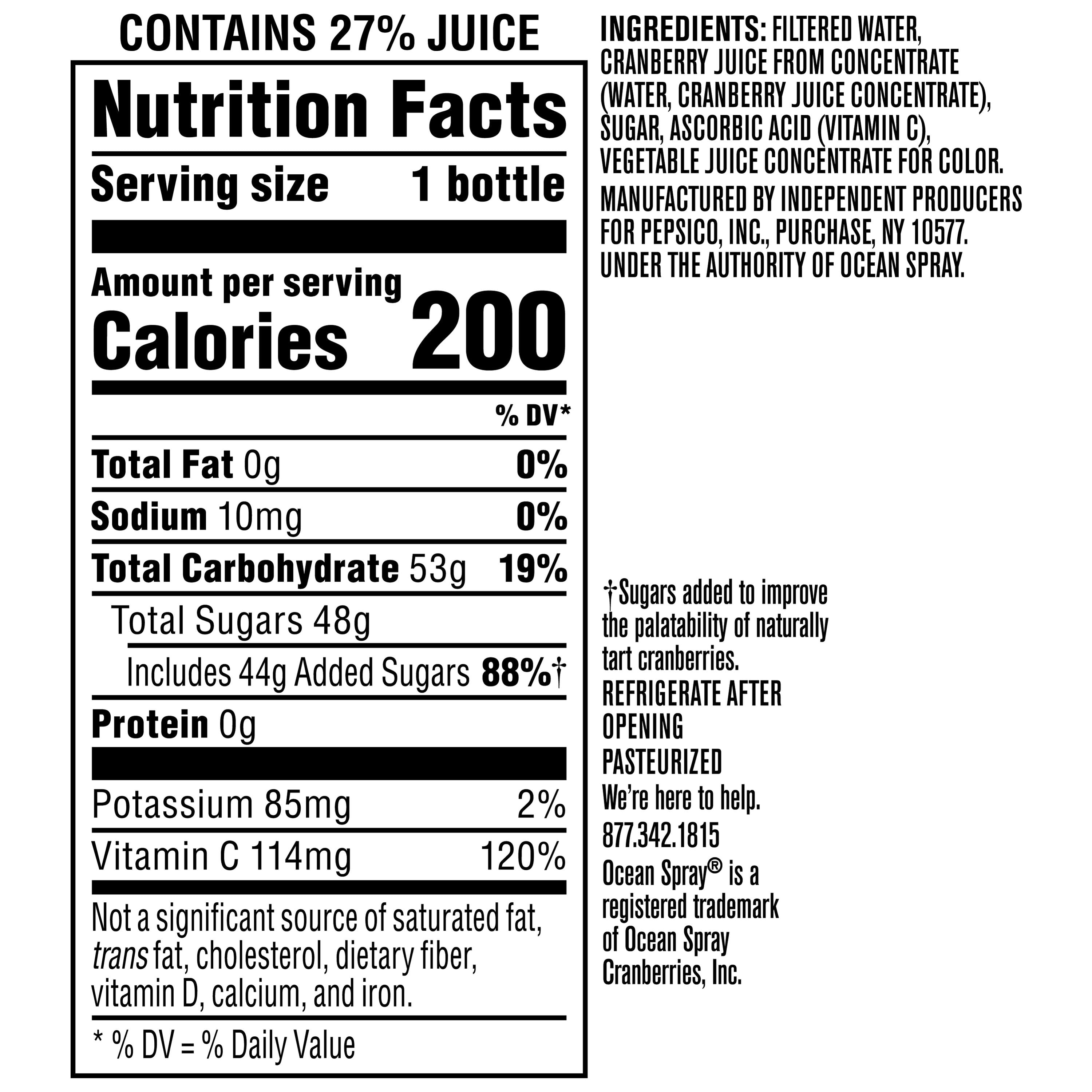 (3 pack) Ocean Spray Cranberry Juice Drink Cocktail, 15.2 oz Bottle