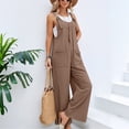 thumbnail image 2 of Women's Casual Loose Wide Leg Jumpsuit Tie Strap Sleeveless Pocket Romper, 2 of 6