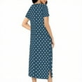 thumbnail image 6 of SMihono Women's Zipper Robe Short Sleeve Polka Dot Housecoats Full Length House Dress Loungewear Long Nightgown with Pockets Blue XL, 6 of 7