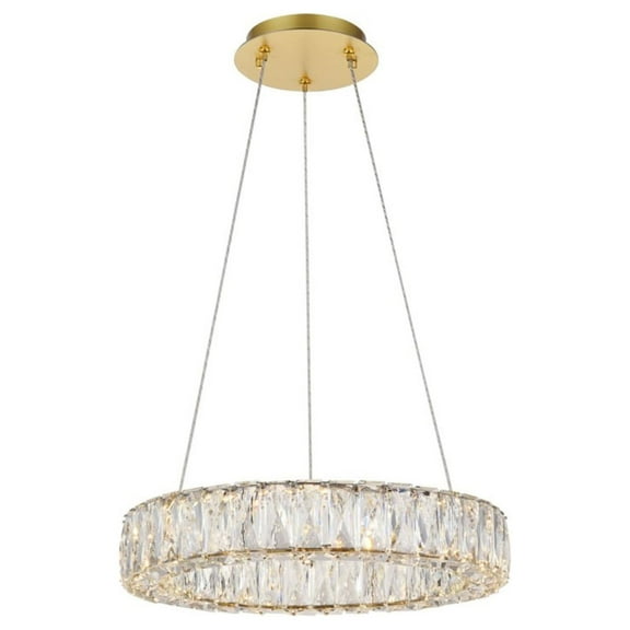 Monroe Integrated LED chip light gold Pendant Clear Royal Cut Crystal