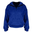 thumbnail image 4 of Sweatshirt For Women Fleece Mock Neck Casual Fashionable Round Neck Long Sleeved Solid Color Quarter Zipper Oversized Pullover Fall Outfits, 4 of 4
