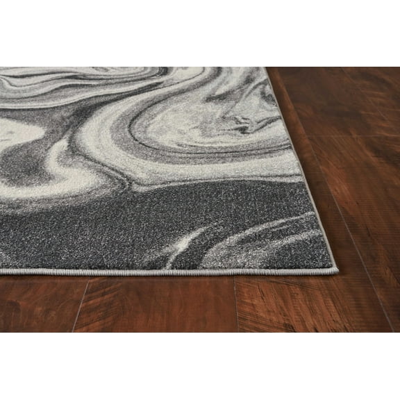 3'x5' Grey Black Machine Woven Marble Indoor Area Rug