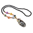 thumbnail image 5 of Hyasfey Pendant Necklace Ethnic Style Handmade Imitation Beeswax Shiny Fine Texture Dress Up Unfading Retro Bead Pendant Water Droplets Necklace Women Accessories, 5 of 8