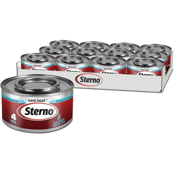 Sterno Fuel Cans - 4-Hour Burn, (12-Pack) Chafing Dish Fuel Can Burners for Food Warmer, Resealable Chafer Fuel Canned Heat, Safe Heat