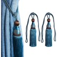 thumbnail image 3 of 2 piezas de amarre de cortina para el hogar, clips de cortina, banda de amarre de cuerda, soporte de cortina con borlas (azul), 3 of 5