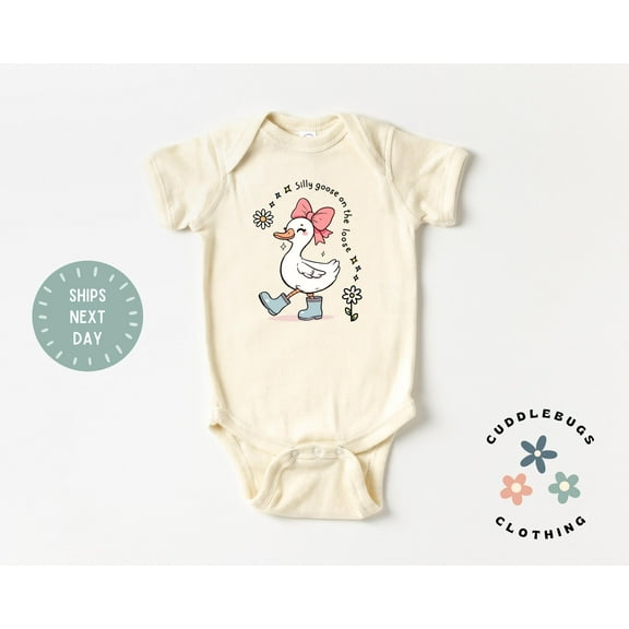 Silly Goose Baby Onesies Brand Bodysuit, Cute Farm Animal Baby Outfit, Baby Shower Gift, Baby Girl, New Grandchild Cool Baby Clothing, Cute Natural Baby Onesie, BABY BODYSUIT LAT 4424