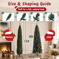 thumbnail image 6 of Moonsun 7.5ft Pre-Lit Pencil Christmas Tree, Artificial Slim Green Tree with 250 Warm White & Multicolor Lights, 900 Branch Tips, Metal Stand for Home Office Party Holiday Decor, 6 of 9