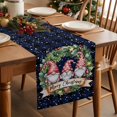 thumbnail image 5 of Blue Christmas Cotton Linen Table Runner for Dining Kitchen, Xmas Winter Watercolor Gnomes Pine Wreath Wedding Outdoor Party Tablerunners Decoration, Dresser Scarf Coffee Tablecloth Runners 13"x70", 5 of 9