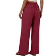 thumbnail image 5 of Favoffer Women's Linen Long Pants Solid Color Side Pocket Loose Straight Leg Casual Trousers Breathable Lightweight Summer Bottom for Travel Street Leisure, 5 of 8
