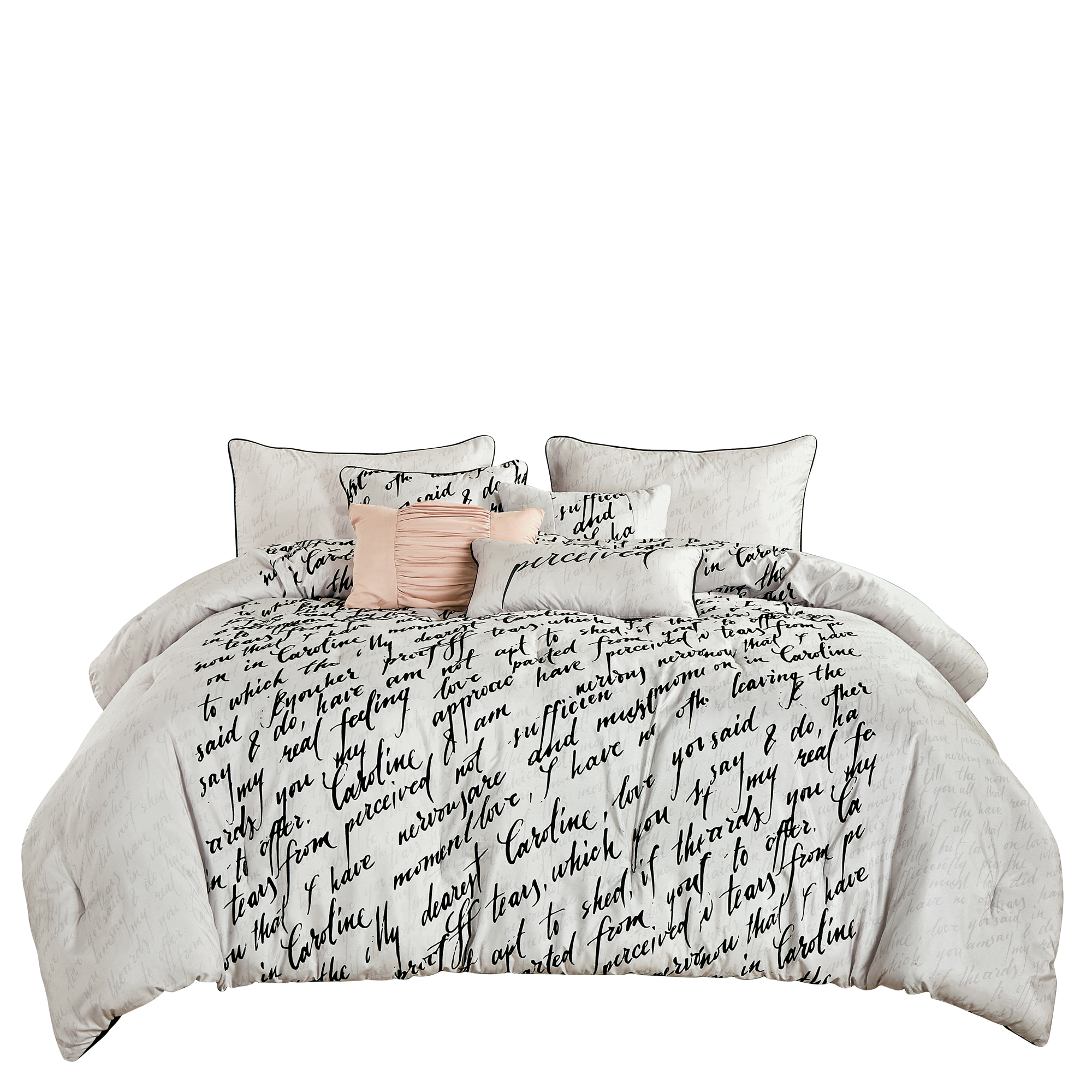 EvJK 7-Piece Comforter Set – Decorative Polyester, Breathable, Soft & Cozy, Decorative Bedding Set – Queen