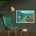 thumbnail image 2 of Explore Wall Art with Frame, Vintage Cartoon Style Explorer Spy Woman Adventurer on a Hot Air Balloon, Printed Fabric Poster for Bathroom Living Room Dorms, 35" x 23", Multicolor, by Ambesonne, 2 of 2