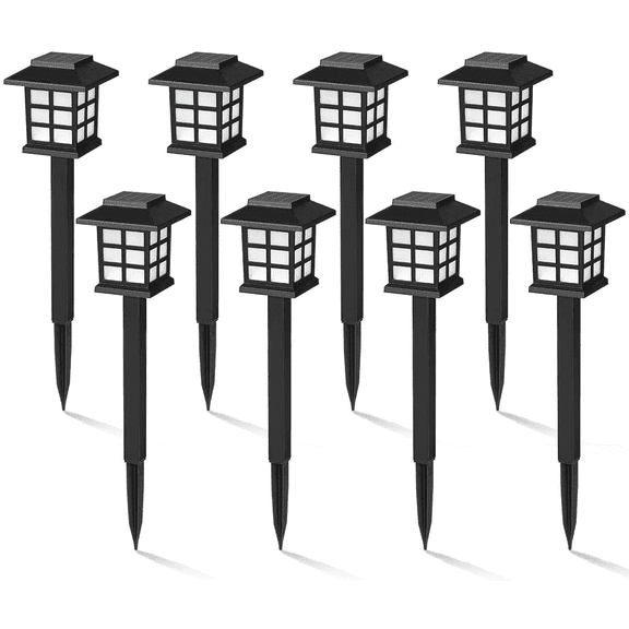 FKHouse Outdoor Solar Pathway Lights, 8 Pack, Automatic, LED, Weather Resistant