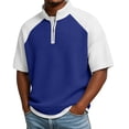 thumbnail image 2 of S-5X Plus Size Mens Big & Tall T-Shirts Short Sleeve Tshirts Shirts for Men Summer Waffleknit Zipper Stand Collared Casual Tees Tops, 2 of 5