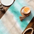 thumbnail image 3 of Teal Coastal Table Runner 72 Inches, Beach Nautical Seaside Ocean Beige Bed Runner Dresser Scarves Tabletop for Indoor Outdoor Parties/Ceremony/Banquet, 18" x 72", 3 of 9