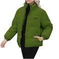 thumbnail image 2 of Lenago Winter Jackets For Women Quilted Lightweight Jackets Long Sleeve Cropped Cotton Padded Coat Jacket Solid Color Warm Thermal Outerwear Winter Essentials S-Xxl, 2 of 5