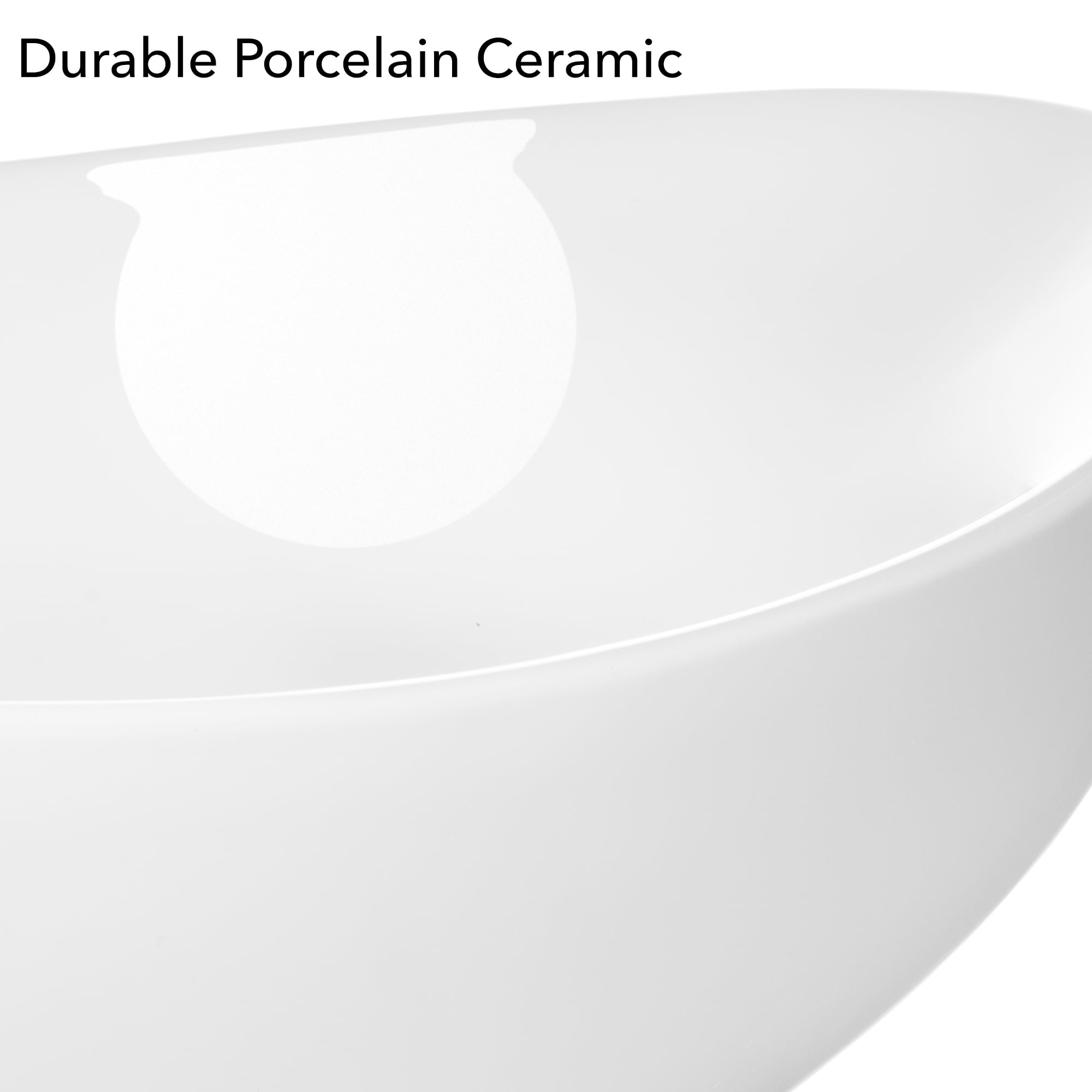 Miligoré 23" x 15" Oval White Ceramic Vessel Sink - Modern Egg Shape Above Counter Bathroom Vanity Bowl