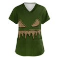 thumbnail image 2 of LNZGNM Halloween Womens Scrub Top V Neck Pocket Short Sleeve Printed Festive Print Wrinkle Free Easy Care Stretch Nurse Work Hospital,Green(L), 2 of 6
