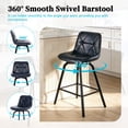 thumbnail image 3 of ClinQ 26 inch Swivel Counter Height Bar Stool Set of 3, Faux Leather Seat with Metal Legs and Back, Navy, 3 of 9