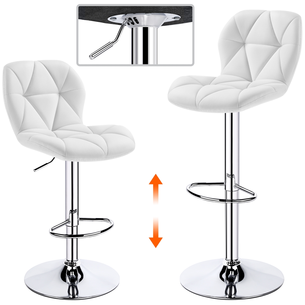 Alden Design Adjustable Counter-Height Faux Leather Modern Barstool, Set of 2, White - image 5 of 8