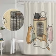 thumbnail image 5 of Beige Cute Cat Shower Curtain, Waterproof Shower Curtains for Bathroom, Cartoon Funny Heater Cats Washable Fabric Bathtub Curtain Set Bath Decor with 12 Hooks Stall 36"x72", 5 of 8