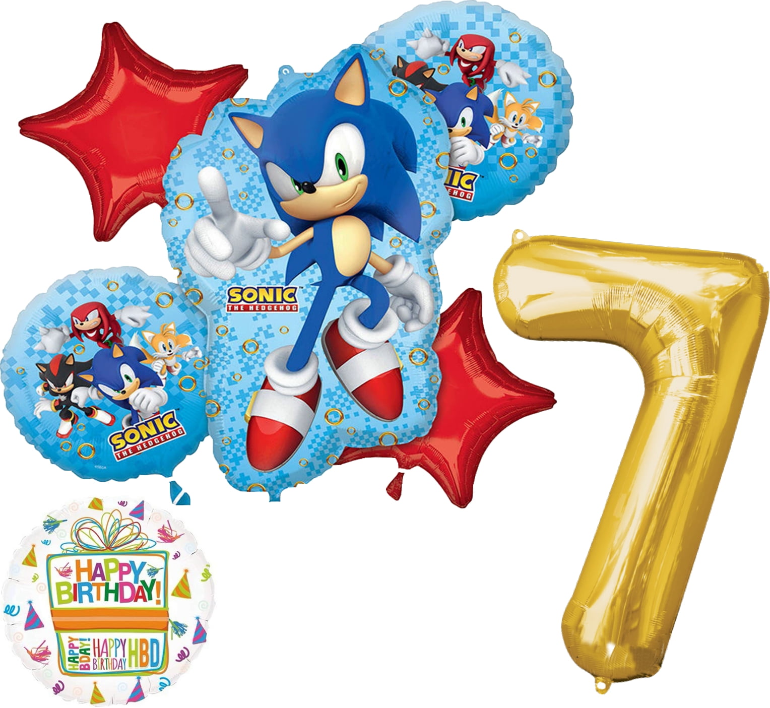 7Pcs Sonic Birthday Balloon Number Kids Anniversary Room Decoration Party  Supplies Blue Hedgehog Theme Photo Props Children Gift