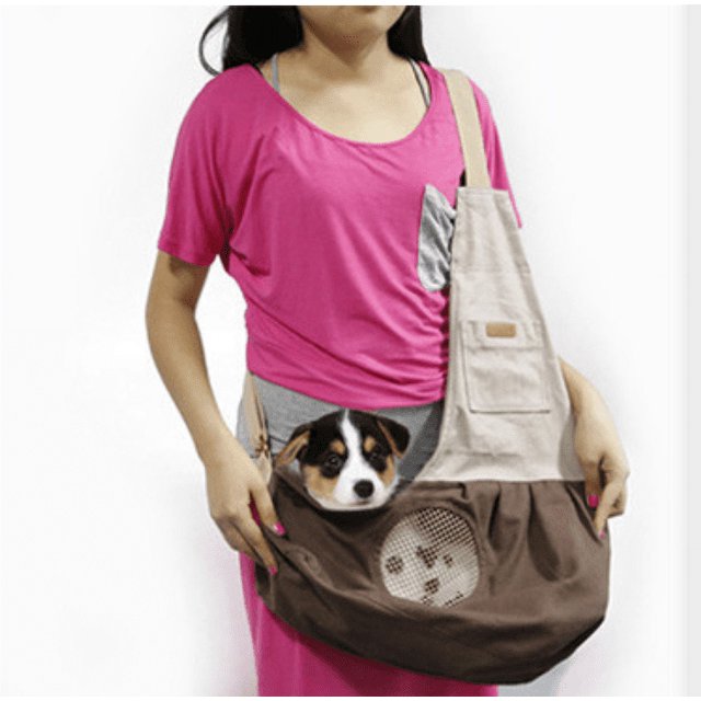 Bolsa de transporte para perros pequeños para gatos, bolsa de hombro transpirable para perros, mochila para perros pequeños con cojín de doble cara, correa ancha para el hombro, para perros pequeños (≤ 4 kg, marrón) oso de fresa Electrónica
