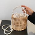 thumbnail image 3 of Runquan Chic Woven Handbag Large Top Handle Big Capacity Round Pearl Chain Shoulder Bags, 3 of 8