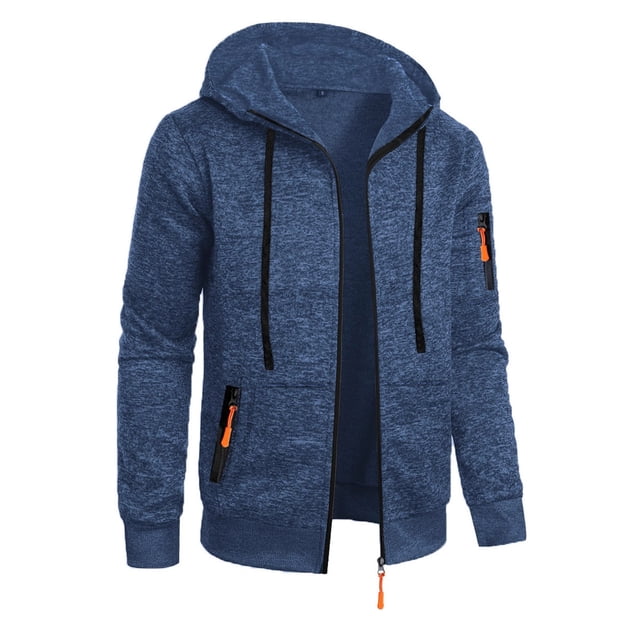 Ceisia Men's Loose Fit Heathered Hooded Zip-Up Sweatshirt with Contrast Zippers Gift