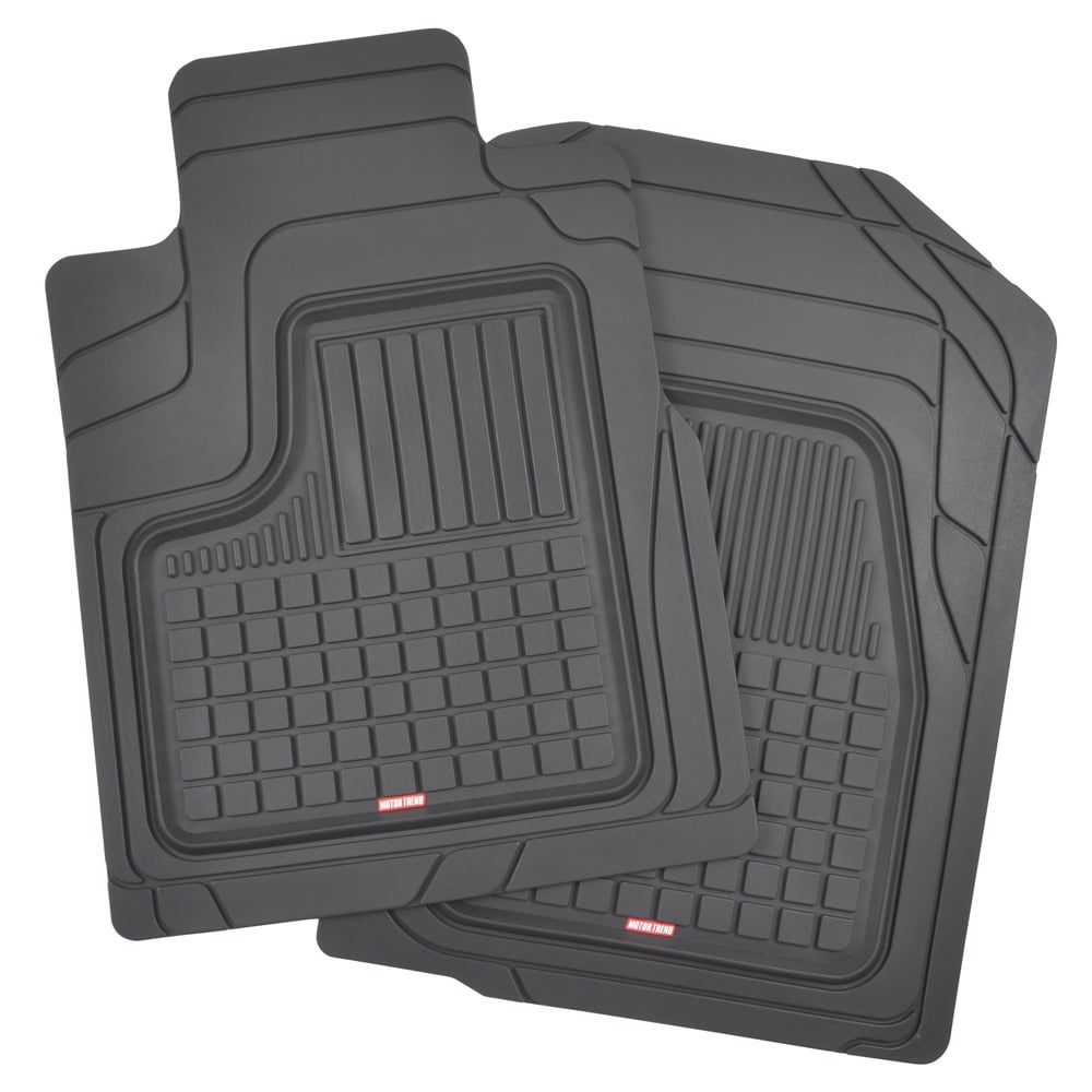 BDK Performance Plus Rubber Car Floor Mats - Heavy Duty Semi-Custom Fit (Black) - All Weather Protection Mat