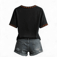 thumbnail image 4 of Womens Halloween Shirts Short Sleeve Funny Ghost Printed V Neck Spooky Season Casual Pullover Tops, M, 4 of 4