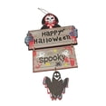 thumbnail image 3 of Letrero colgante de madera para , placa para colgar puerta, adornos artesanales de madera para ventana de árbol, letrero de decoración Cráneo Yotijar Letrero colgante de Halloween, 3 of 7