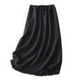 thumbnail image 3 of THDHVS Flowy Skirt,Women Linen Blend Midi Skirt Casual Artistic Style with Elastic Waist for Travel Visits and Relaxed Fashion,Long Skirts for Women, 3 of 8
