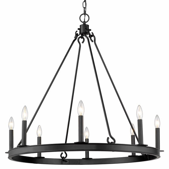 Z-Lite Barclay 8 Light 33" Round Steel Chandelier in Matte Black