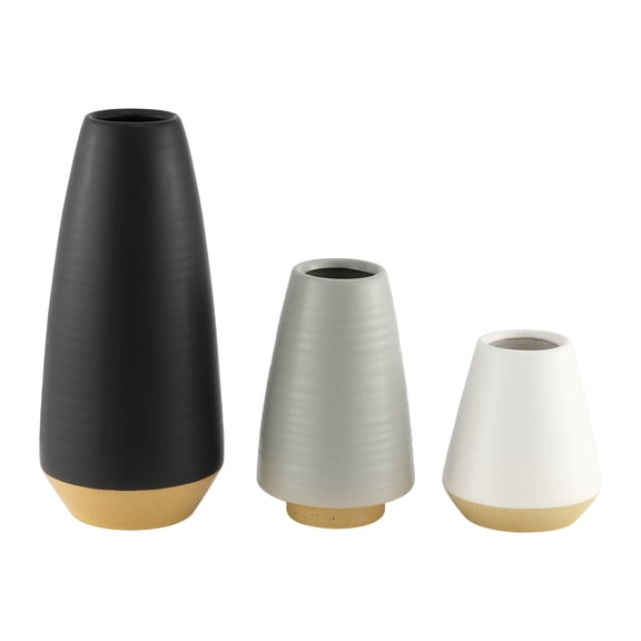 SAFAVIEH Joetta Mid-Century Ceramic Vase, Set of 3, Black/White/Grey