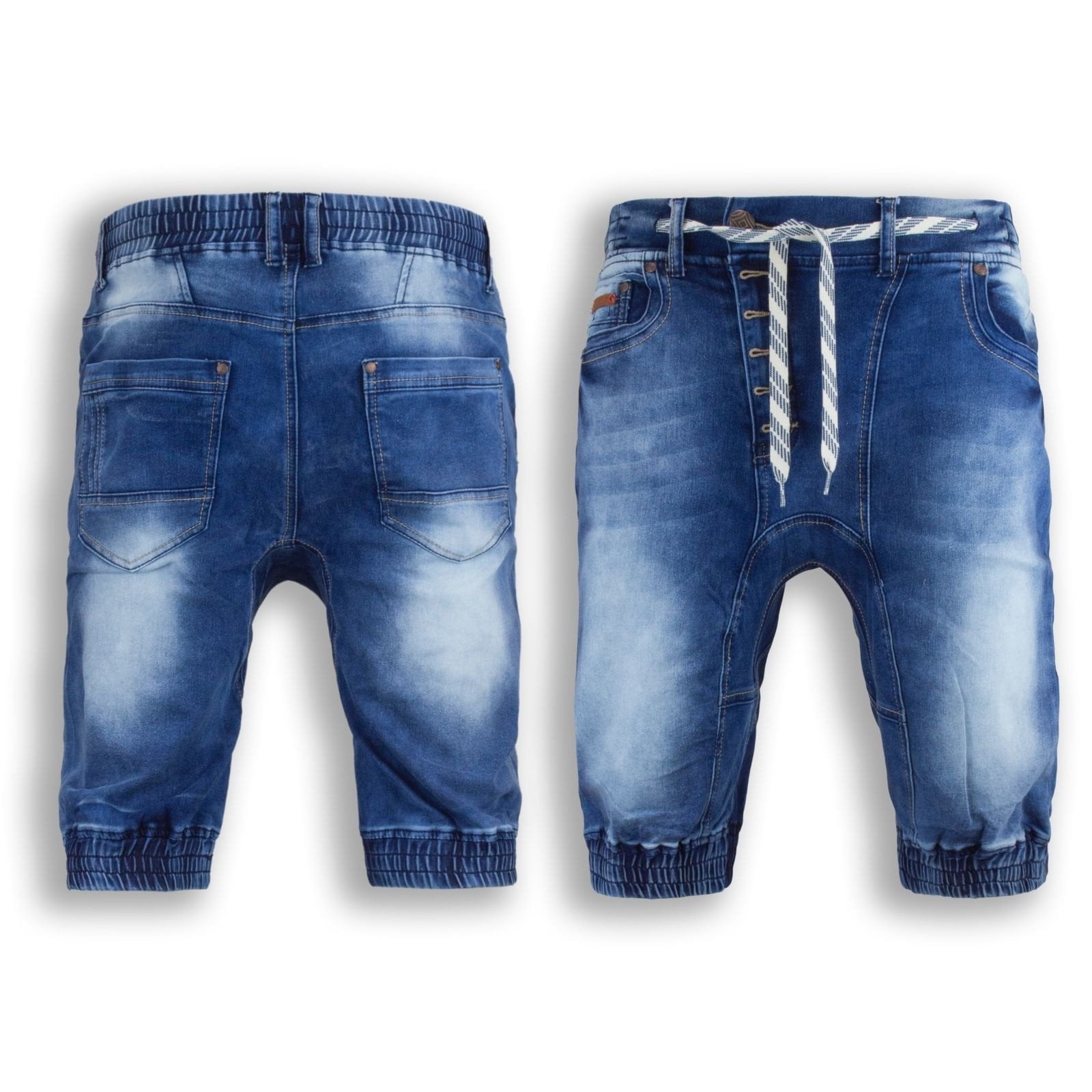 NEW Men Denim Jogger Shorts Jean Ripped 