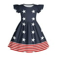 thumbnail image 6 of MKOSPLRT 4th of July Girl Dress Fly Sleeve Midi A Line Dress Crew Neck American Flag Dress Casual Independence Day Party Dress 3-12Y, 6 of 6